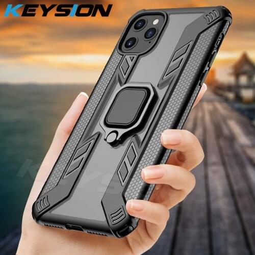 KEYSION Shockproof Armor Case For iPhone SE New 2020 11 11 Pro Max Stand Car Ring Phone Cover for iPhone XS Max XR X 8 7 Plus