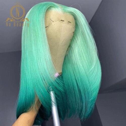 Green Lace Front Wig Straight For Women 613 Colored HD Transparent Lace Front Human Hair Wig Bleached Knots Na Beauty 180