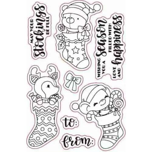 Christmas stocking/Transparent Clear Stamps for DIY Scrapbooking/Card Making/Kids Christmas Fun Decoration Supplies