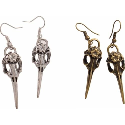 Bird Skull Earrings, Gothic Punki Jewelry, Gifts for Her, for Him, Goth Earrings, Punk Earrings, Bird Earrings