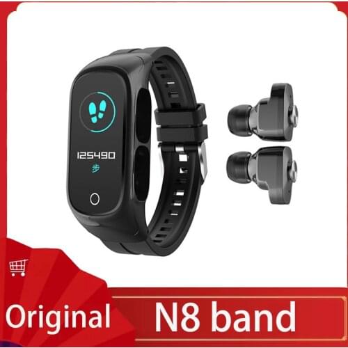 2-In-1 N8 Smart Watch Bluetooth 5.0 TWS earphones Smart Watch Headphones Bracelet Heart Rate Blood Pressure Smart Band