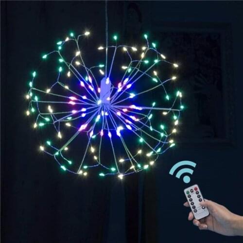 LED Fireworks String Lights Dandelion Lamp Christmas Fairy Lights Garland Powered By AA Battery Holiday Lighting Home Decoration