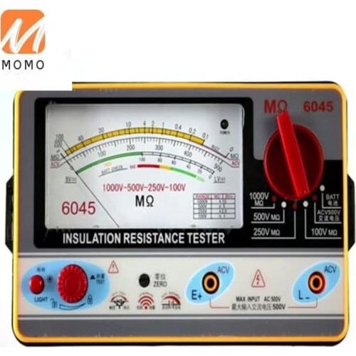 TY6045 Resistance Tester 100V-250V-500V-1000V Insulation Pointer Resistance Meter Analog Insulation Tester 0.5-2000M Resistance