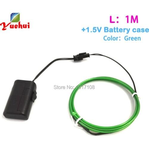 1M Green EL Wire Tube Rope Flexible Neon Cold Light House Party Wedding clothes glowing Decoration Powered By DC-1.5V inverter