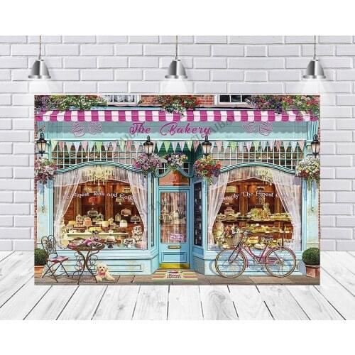 The Bakey Shop Cake Tea Coffee Little House Camera Accessories Newborn Props Photography Backdrops for Photography Studio Vinyl