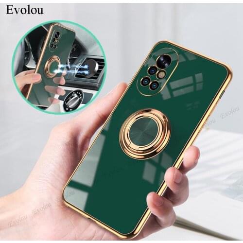 Plating Camera Lens Protection Phone Case For Huawei Nova 8 7 6 Pro Capa Magnetic Ring Stand Back Cover For Huawei Nova 8 SE 7i