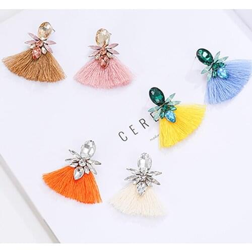 ZHINI Top Quality Tassel Earrings for Women Elegance Charm 8 Colors Crystal Dangle Earring Statement Jewelry Party Gift 2020 New