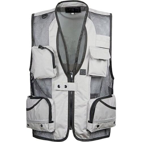 2020 Summer Travel vest Mesh Vest XL-5XL Photography Vest Multi-pocket Wholesale Vest Black / Khaki / Army Green / Light Gray