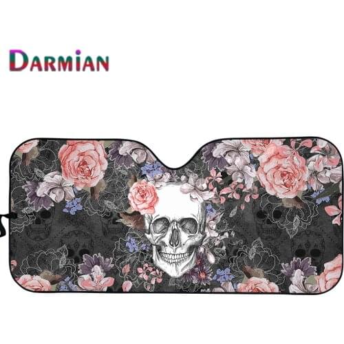 2021 Fashion Pink Rose Skull Design Auto Windshield Sun Shade For Car SUV Bubble Foil Folding Accordion Luxury Anti UV Sunshades
