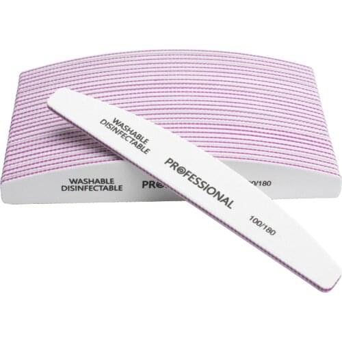 25PCS Professional Nail Files White Sanding sandpaper 100/180 Files Buffer Buffing Curve Manicure Set nagel vijlen Nail Art Tool