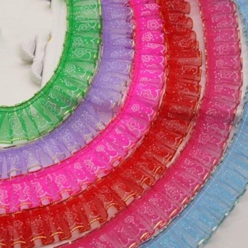 30Yards Ruffle Lace Trim Pink White Pleated Lace Trimming Crafts Sewing Fabric Decorating Craft Home Decor