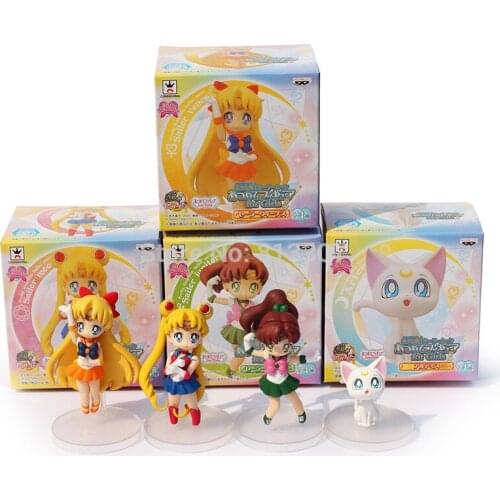 4pcs/set Anime Cartoon Cute Jupiter Venus Q Version PVC Action Figure Toys Dolls