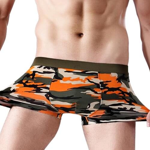 4Pcs Fashion Men Camouflage Cotton Shorts Boxers Seamless Breathable Underwear