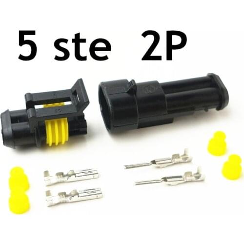 5 sets Kit 2 Pin Way Waterproof Electrical Wire Connector Plug car part