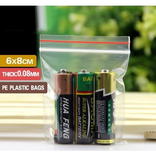 6x8cm 200pcs Candy Jewelry Ziplock Zip Zipped Lock Reclosable Plastic Poly Clear Transparent Bags Thickness 0.08mm