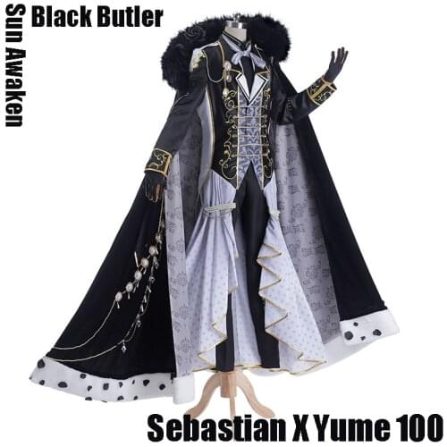 Anime Black Butler Combine With Yume 100 Sebastian Sun Awaken Book of The Atlantic Cosplay Costume Halloween Party Suit For Wome
