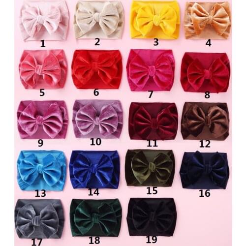 New Velvet Baby Headband Turban Big Bowknot Baby Girl Headband For Newborn Bow Hair Band Children Kid Head Wrap Hair Accessories