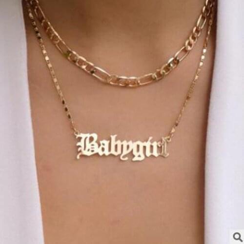 Dabygirl letter necklace ins style niche design double clavicle chain women