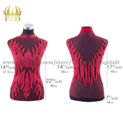 FZD 1 Set Front&back Handmade Rhinestone crystal and Pearl Patch For Party Wedding Dress Crafting diy Material resin art