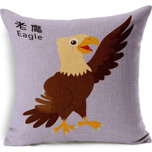 Hot Sale Pillow Covers Creative Cartoon Animal Teaching Pattern Hot Sell45X45CM Linen Pillow Cover\Home Decorative Linen Cushion