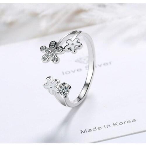 KOFSAC Elegant 925 Sterling Silver Rings For Women Jewelry Romantic Zircon White Flower Ring Girl Engagement Accessories New