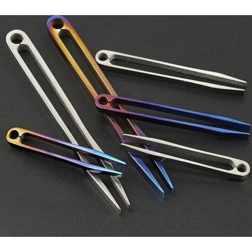 S/M/L EDC Outdoor Tools Titanium Alloy Portable Small Tweezers Silvery Mini Clip