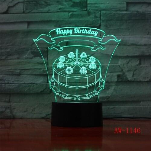 3D Optical Illusion Lamp Acrylic Crafts LED Night Light Cake Model Nightlight Children Art Sculpture Colorful USB Tafellamp 1160