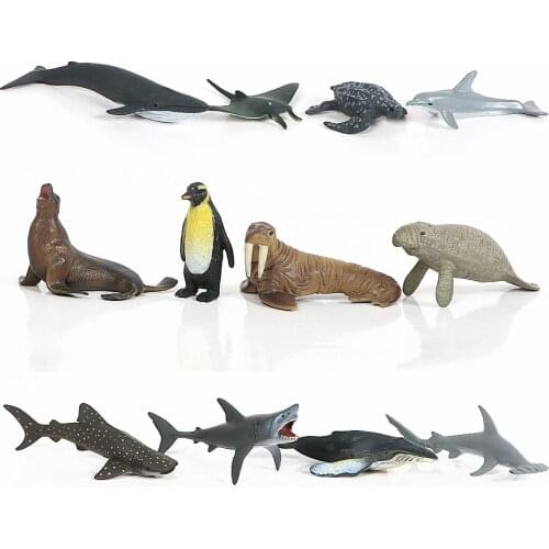 12pcs Mini Realistic Ocean Animal Model Toy Figures Sea Creature Toys Miniature Figruines Dolphin, White Shark, Walrus, Seal