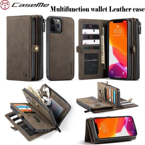 For Apple iPhone 12 11 Pro SE 2020 X XR XS Max 8 7 Plus CaseMe Multifunction Wallet Detachable Business Leather Cover Phone Case