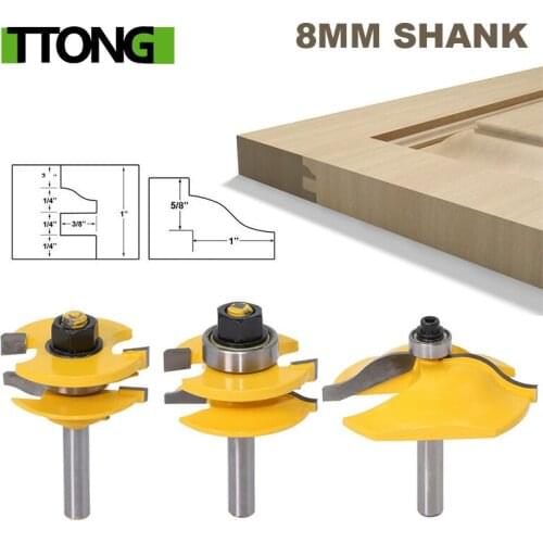 8mm Shank high quality Raised Panel Cabinet Door Router Bit Set - 3 Bit Ogee Woodworking cutter woodworking router bits