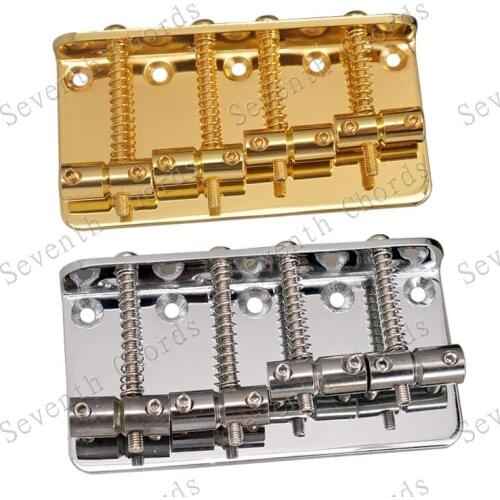 A Set Vintage 4 String Saddle Bridge for Electric Bass Guitar - Strings through Bridge