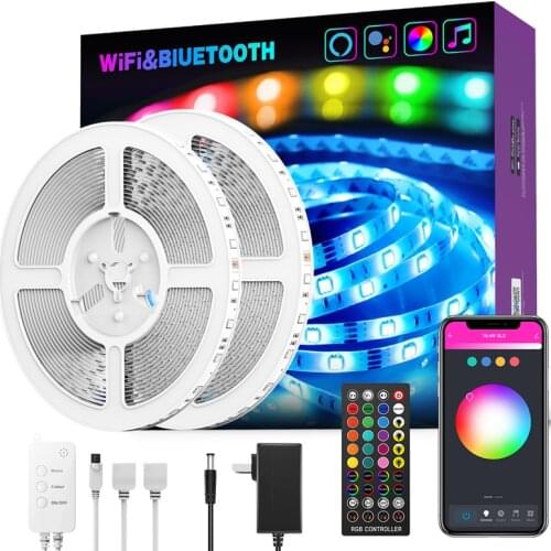 US regulatory plug Christmas Party Smart Wireless Remote Control Music Dance WiFi Bluetooth LED Color Light Strip 10m RGB