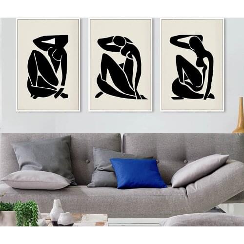 Matisse Body Curve Style Wall Art Canvas Black Body Gesture Abstract Print Painting Nordic Decoration Picture Living Room Decor