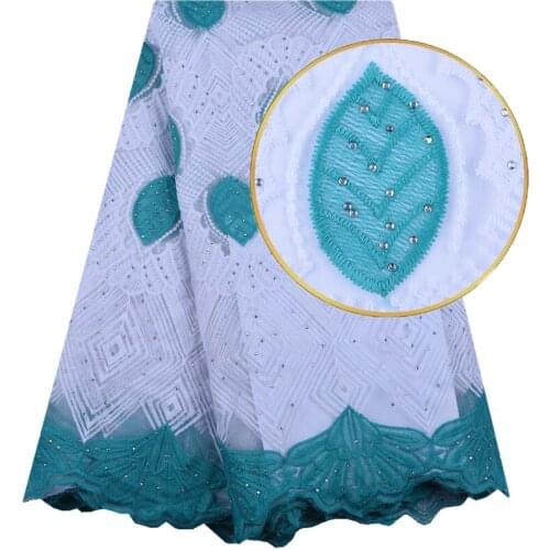 New Design Soft African Milk Silk Lace Fabric 2019 High Quality White+Green French Mesh Lace With Stones For Wedding Dress 1570