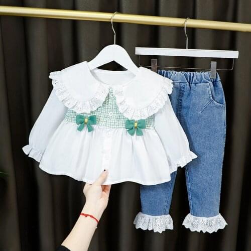 Baby Girls Tops+Pants Denim 2 Pcs Children Clothes Girls Long Sleeve Infant Children Outfit Spring Summer Costume