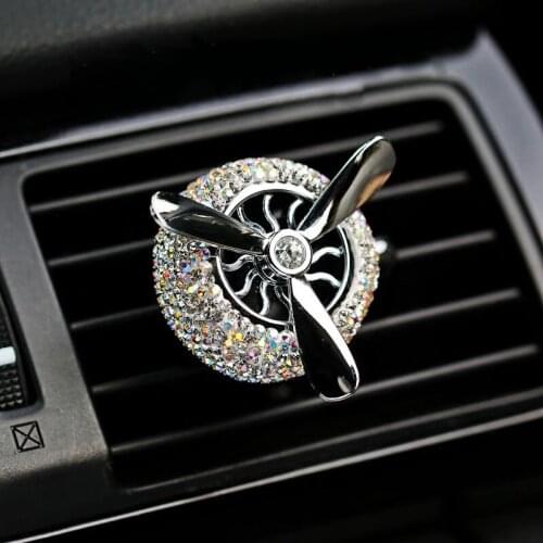 Bling Diamond Crystal Car Air Freshener Solid Fragrance Car Outlet Vent Clip Styling Air Force Propeller Aromatic Car Perfumes