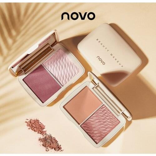 Novo face makeup blusher palette with diamond glitter highlighter long lasting waterproof batom nude shimmer face powder BN260