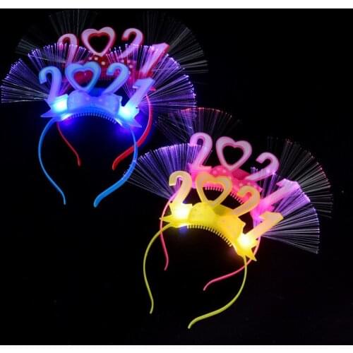 2021 optical flashing fiber hairband headdress concert headband new hairband stall supply night market selling luminous toys