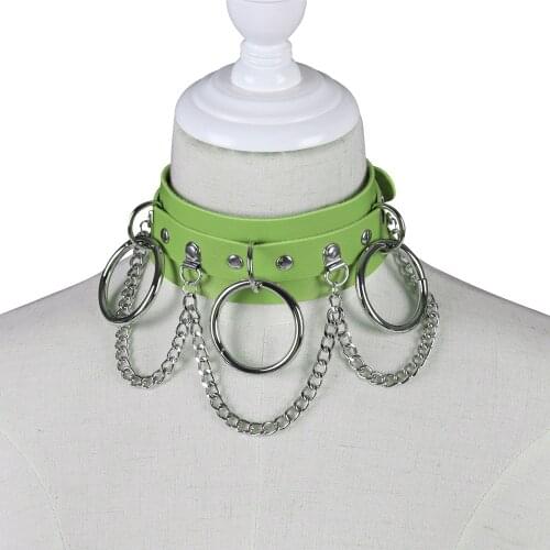 Punk Goth Leather Metal Chain Accessories Neck Collar Harness Fashion Belt Punk Clothes Womens Erotic Lingerie Dance Clothes