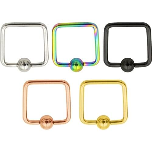 16G Nose Rings Tragus Cartilage Earrings 16G Stainless Steel D Square and Triangle Shaped Jewelry Nose Piercing