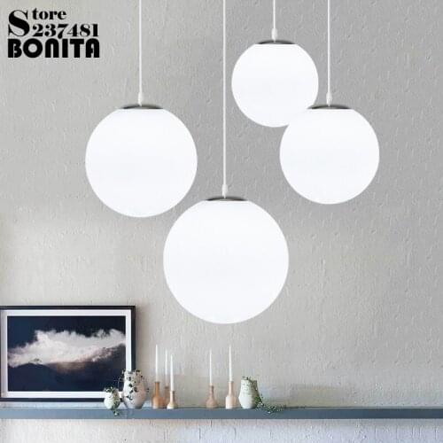 Cord pendant lamp Modern minimalist Creative Spherical hanging lights bedroom Milky White Ball pendant lighting glass shades