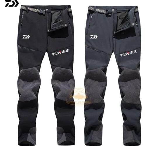 Keep Warm Winter Daiwa Soft Shell Fishing Pants Travel Waterproof Outdoor Camping&Hiking Pants Fleece Windproof Skiing Trousers