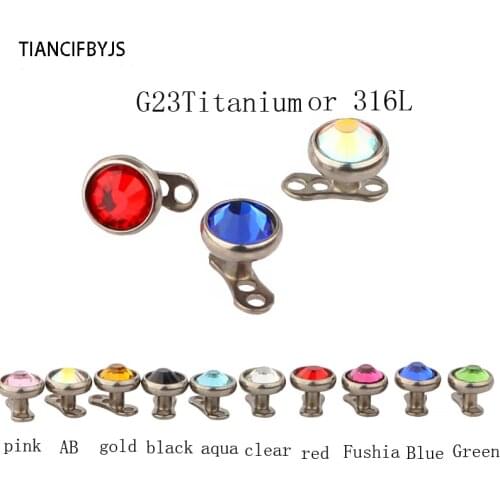 TIANCIFBYJS G23 Titanium Dermal Anchor 316L Stainless Steel Mirco Dermal Anchor Base And Top 3/4/5mm Body Jewelry Piercing 30pcs