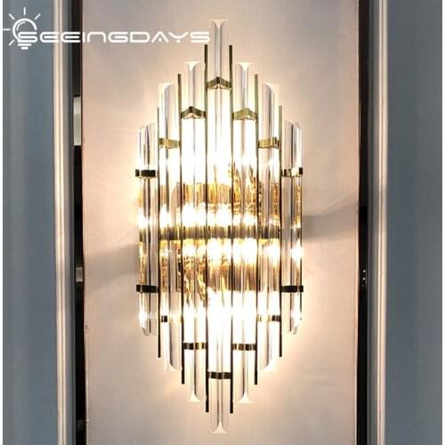 TUDA Crystal Wall Lamp For Living Room Television Background Wall Lamp Led Bedroom Crystal Bedside Lamp Luxury Aisle Light