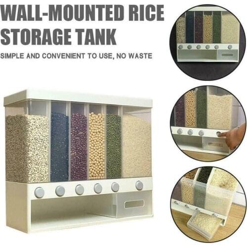 Whole Grains Rice Bucket Wall-Mounted Storage Tank Home Cereal Bean Rice Oatmeal Dispenser Moisture-proof Food Rice Container