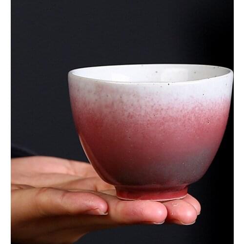 Vintage red and white personal tea cup Japanese-style kiln variable teacup ceramic single master cup retro home decor
