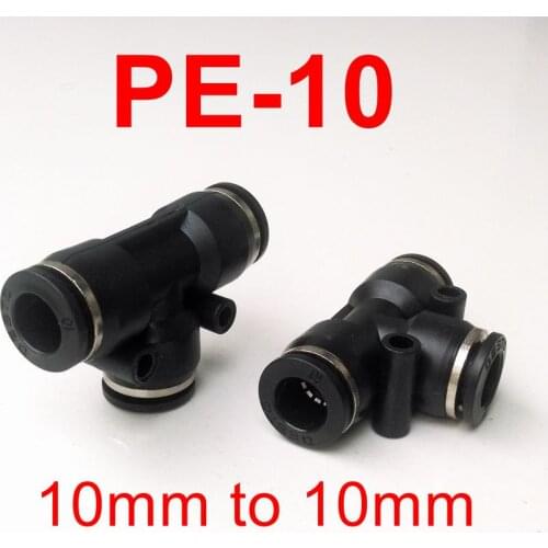 High Quality Pneumatic Fitting 10pcs/lot Pneumatic Air Fitting 10mm to 10mm to 10mm T Shape Quick Fitting Connector PE10