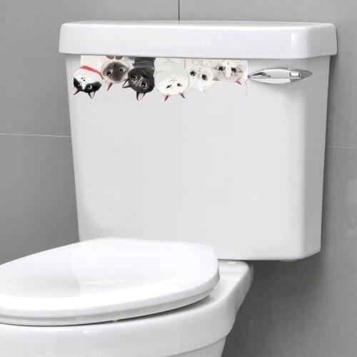 YOJA 5.6*22CM A Group Of Peeking Cats Wall Decor Sticker Classic Bathroom Toilet Decal T1-0028