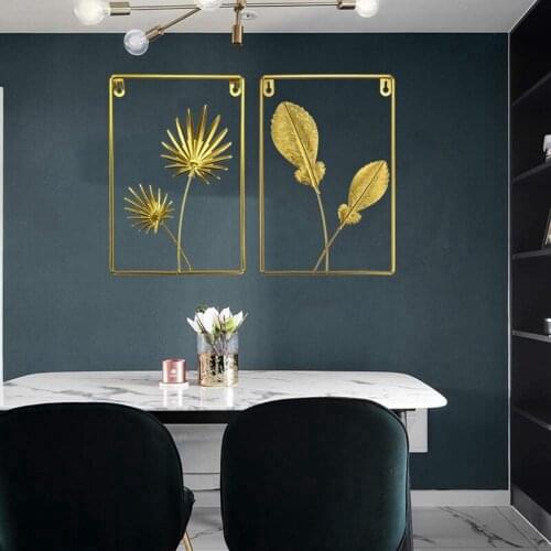 Iron Wall Sculptures,Gold Metal Palm,Canna Leaf Wall Decor Wall Ornament,for Bedroom Hanging Part Hotel Wall Decoration