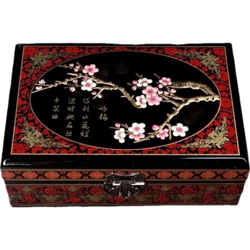 Lacquerware Jewelry Box Chinese Style Jewelry Box Chinese Characteristic Gift Wooden Cosmetic Case Jewelry Box Wedding Gifts